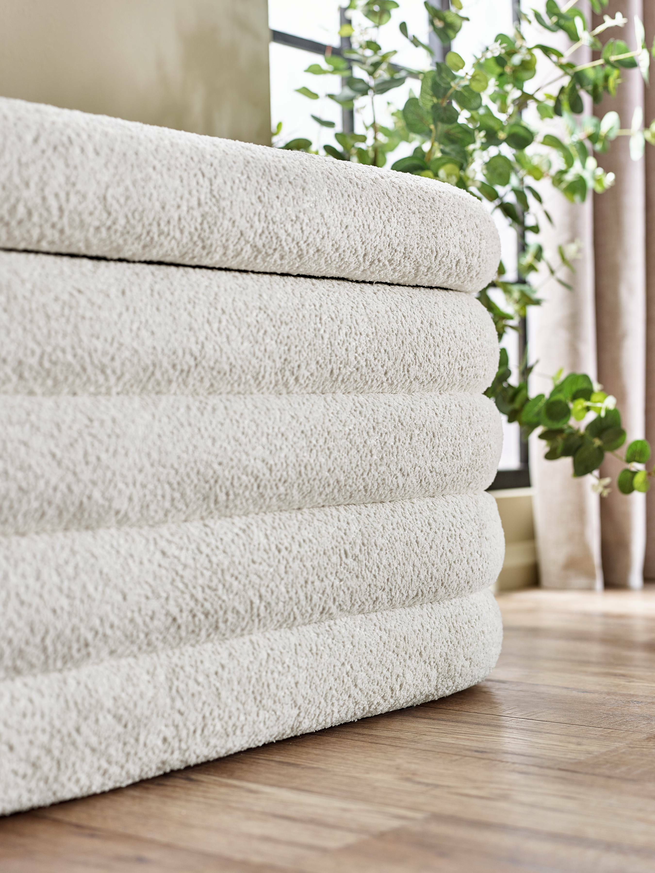 Alana Ivory Boucle Ottoman Storage Bench